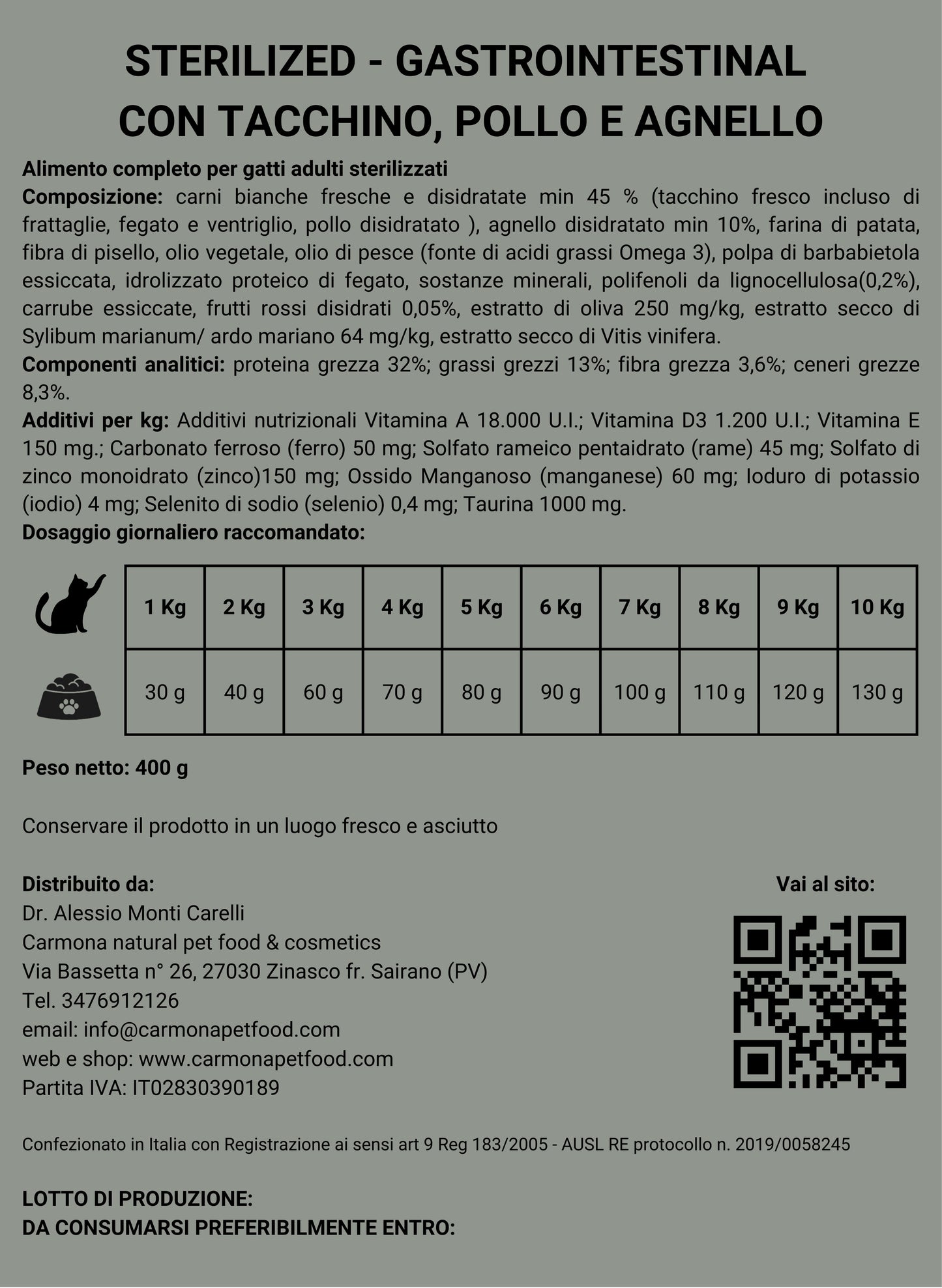 GASTROINTESTINAL - Tacchino, Pollo e Agnello senza cereali