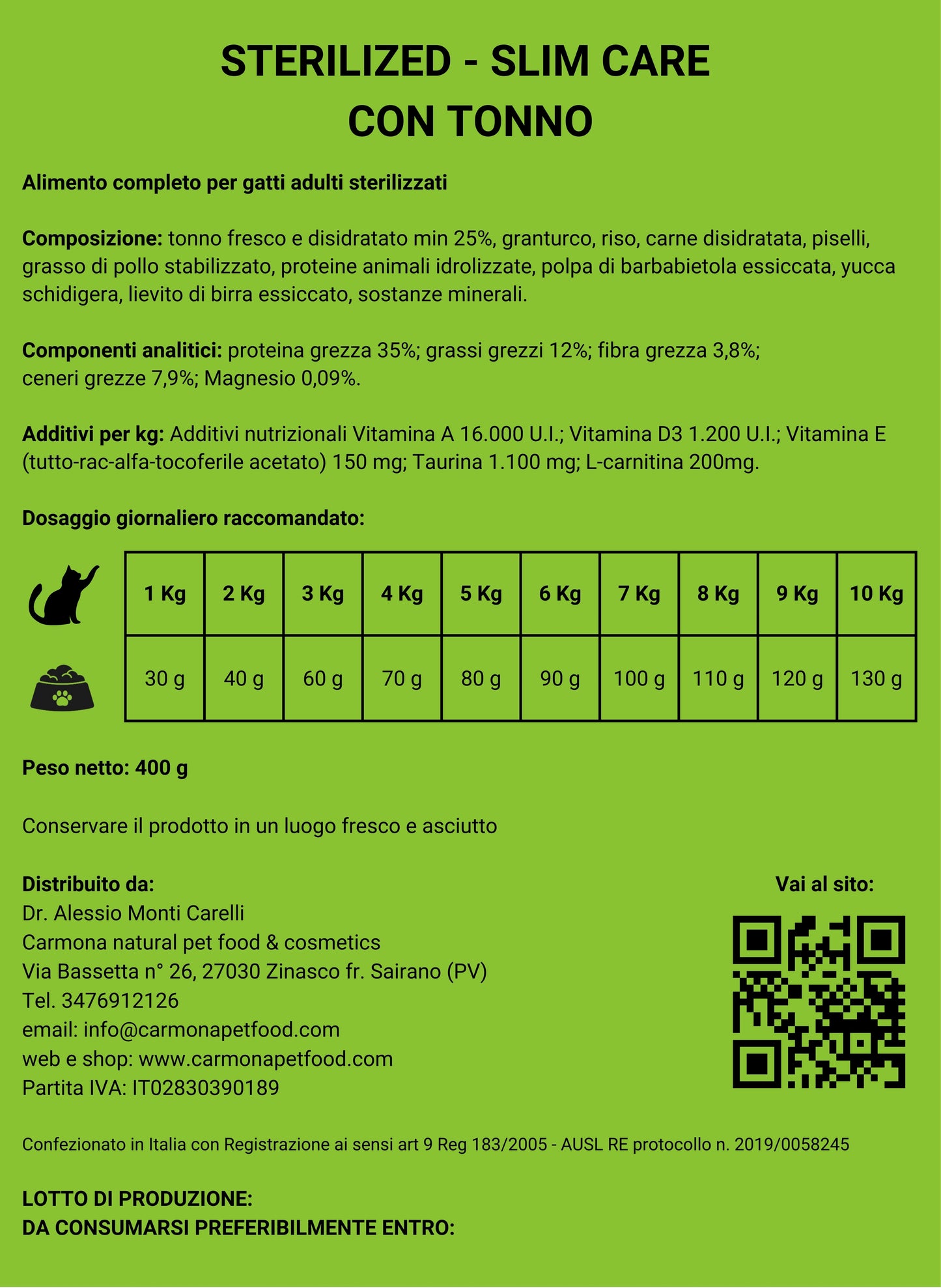 SLIM CARE CONTROLLO DEL PESO - Con Tonno