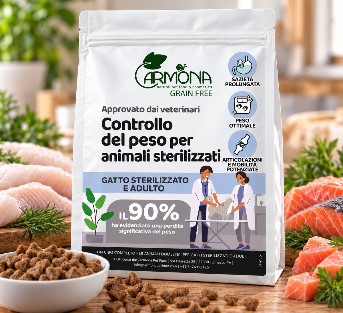 VET DIET - CONTROLLO DEL PESO 100% IDROLIZZATO grain free con Pesce Bianco e Salmone