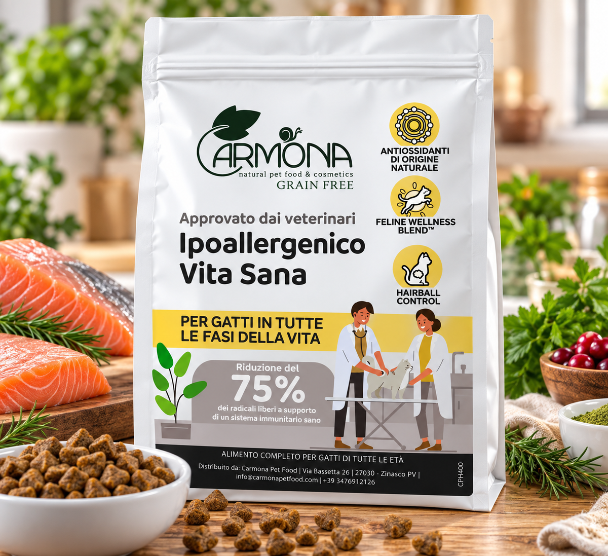 VET DIET – Ipoallergenico Salmone Idrolizzato Grain Free | Gatto Kitten, Adulto e Senior