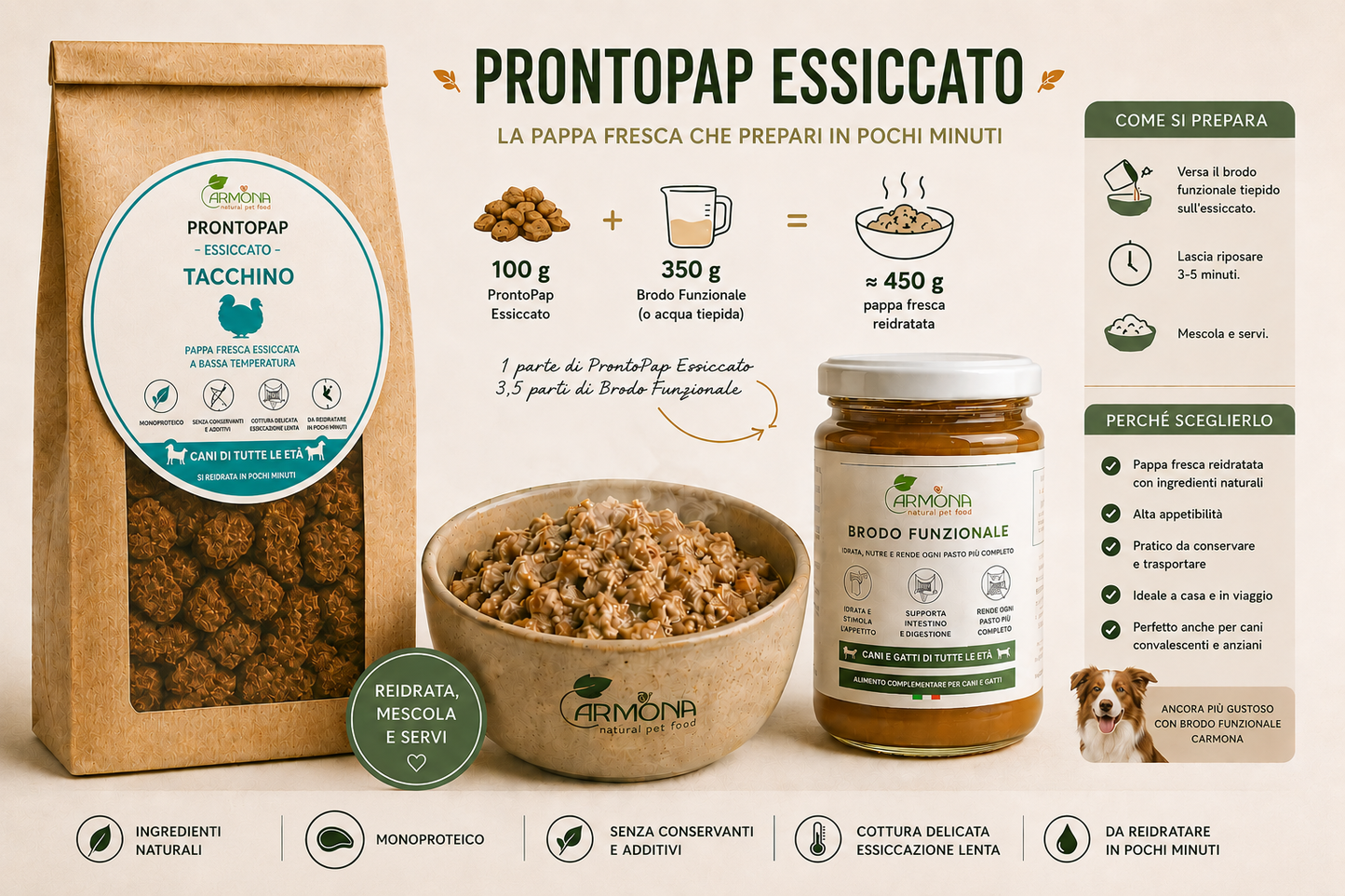 STARTER KIT MANZO - 1 Kg PRONTOPAP ESSICCATO + 4 BRODO FUNZIONALE DA 480 g