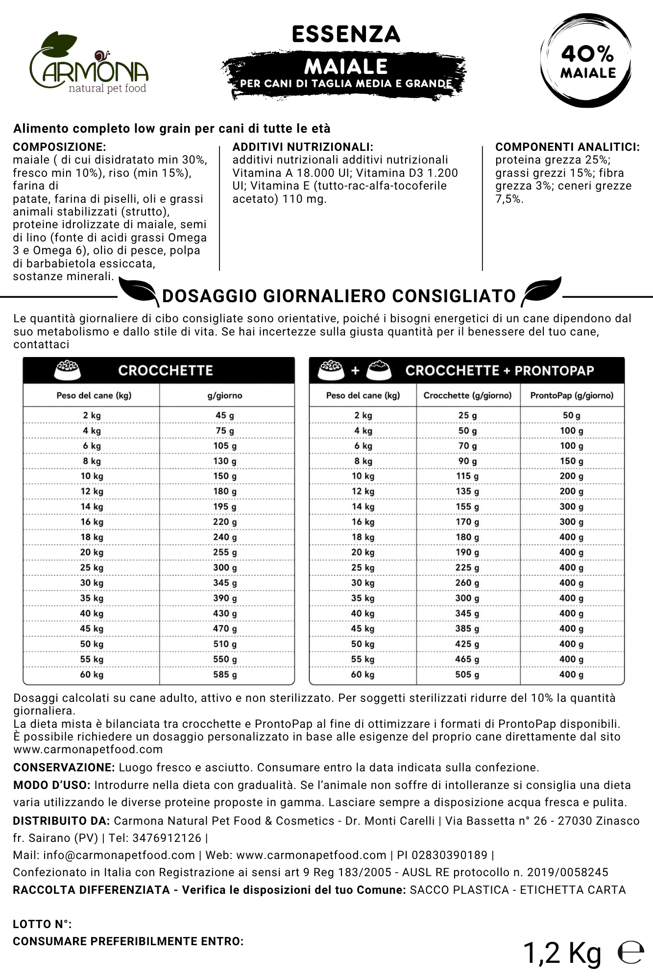 ESSENZA al Maiale - cani di taglia media/grande