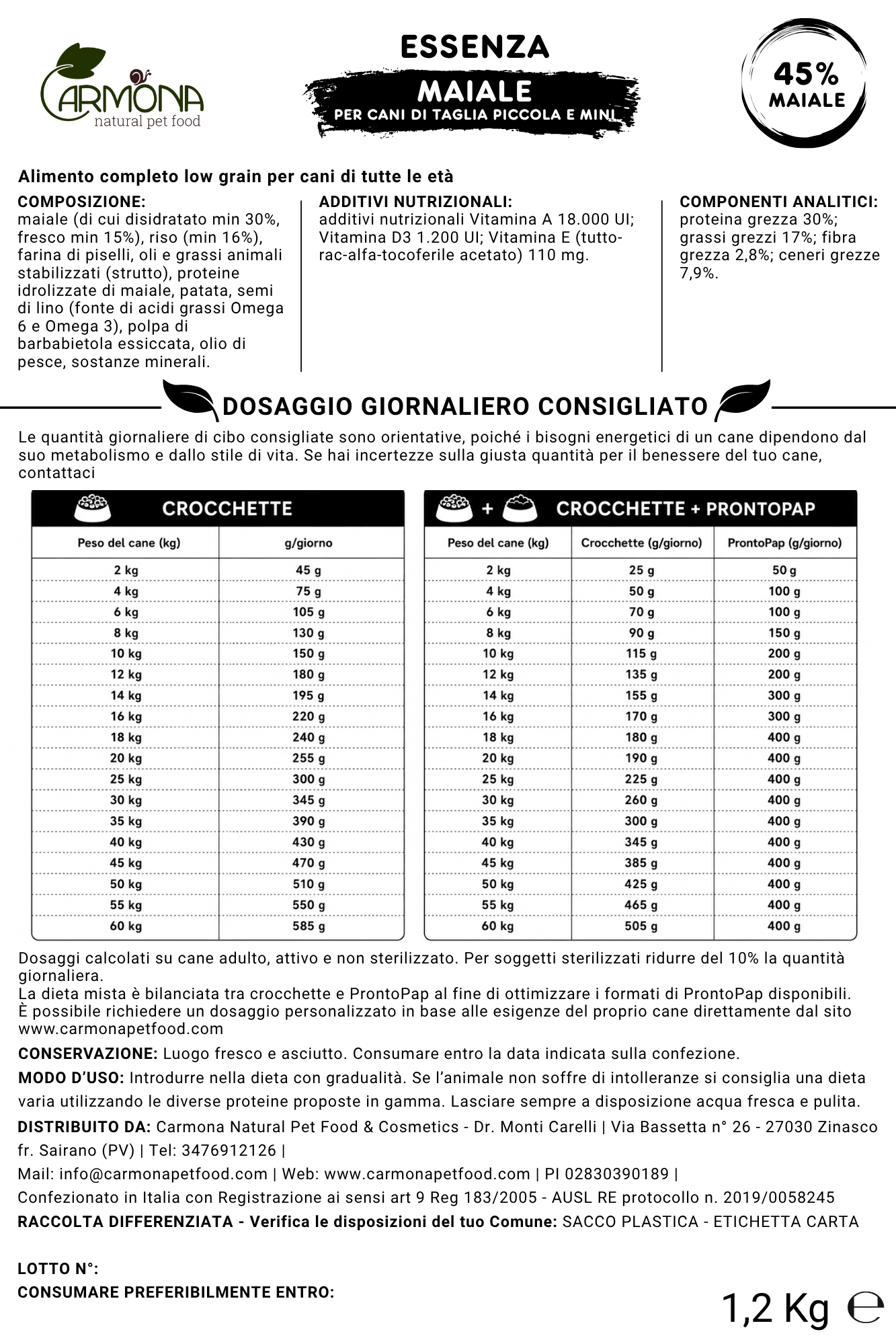 ESSENZA al Maiale - cani di taglia piccola/mini