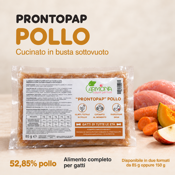 ProntoPap pollo per gatti – alimento completo cotto sottovuoto, 85 g oppure 150 g