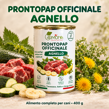 ProntoPap Officinale agnello con ortica, tarassaco, galio e verga d'oro | alimento completo per cani