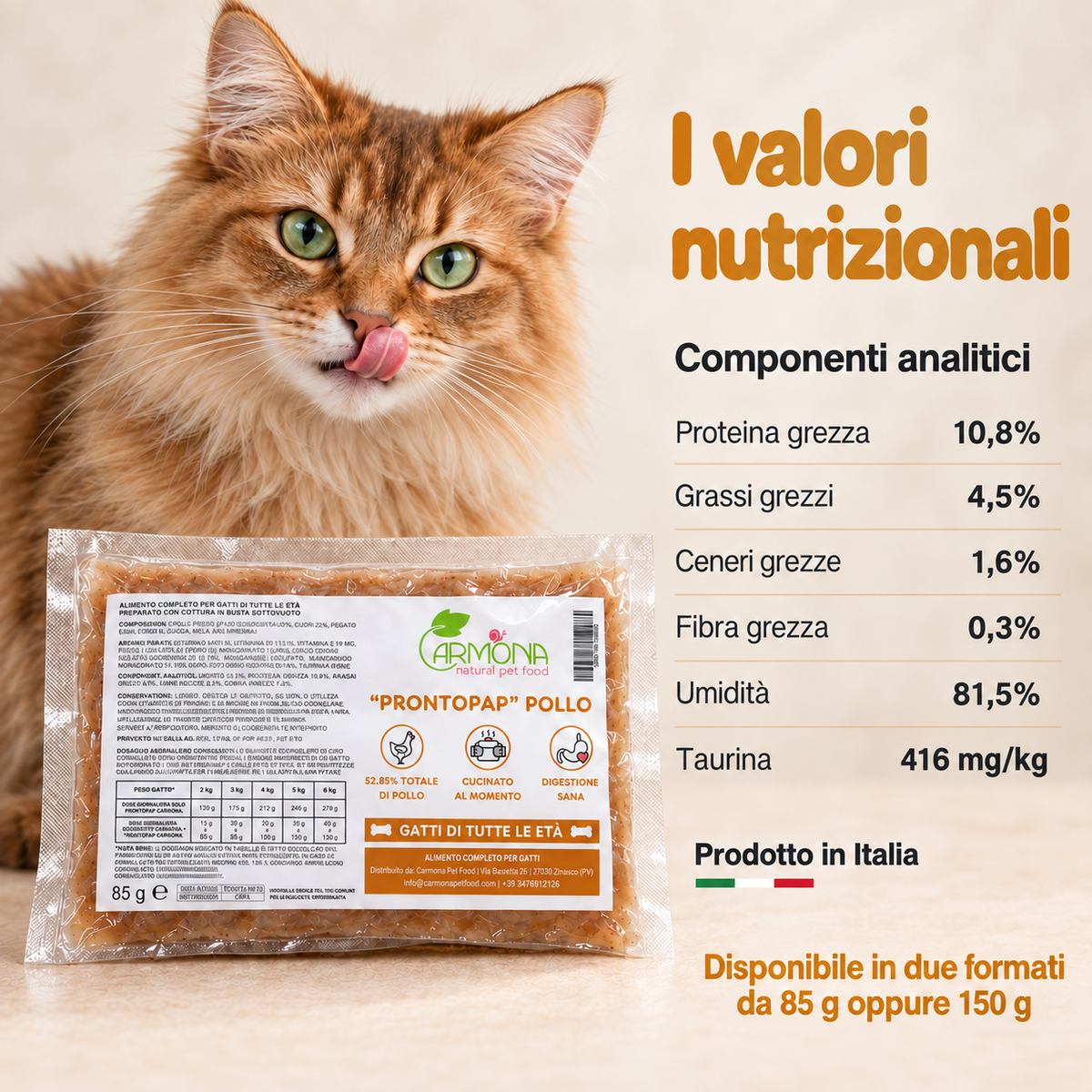 ProntoPap Pollo per Gatti - pappa cotta sottovuoto, 85 o 150 g — Carmona