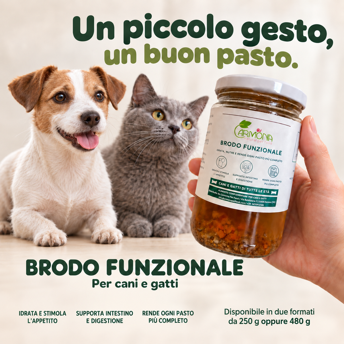 Brodo Funzionale per Cani e Gatti – 250 g oppure 480 g — Carmona