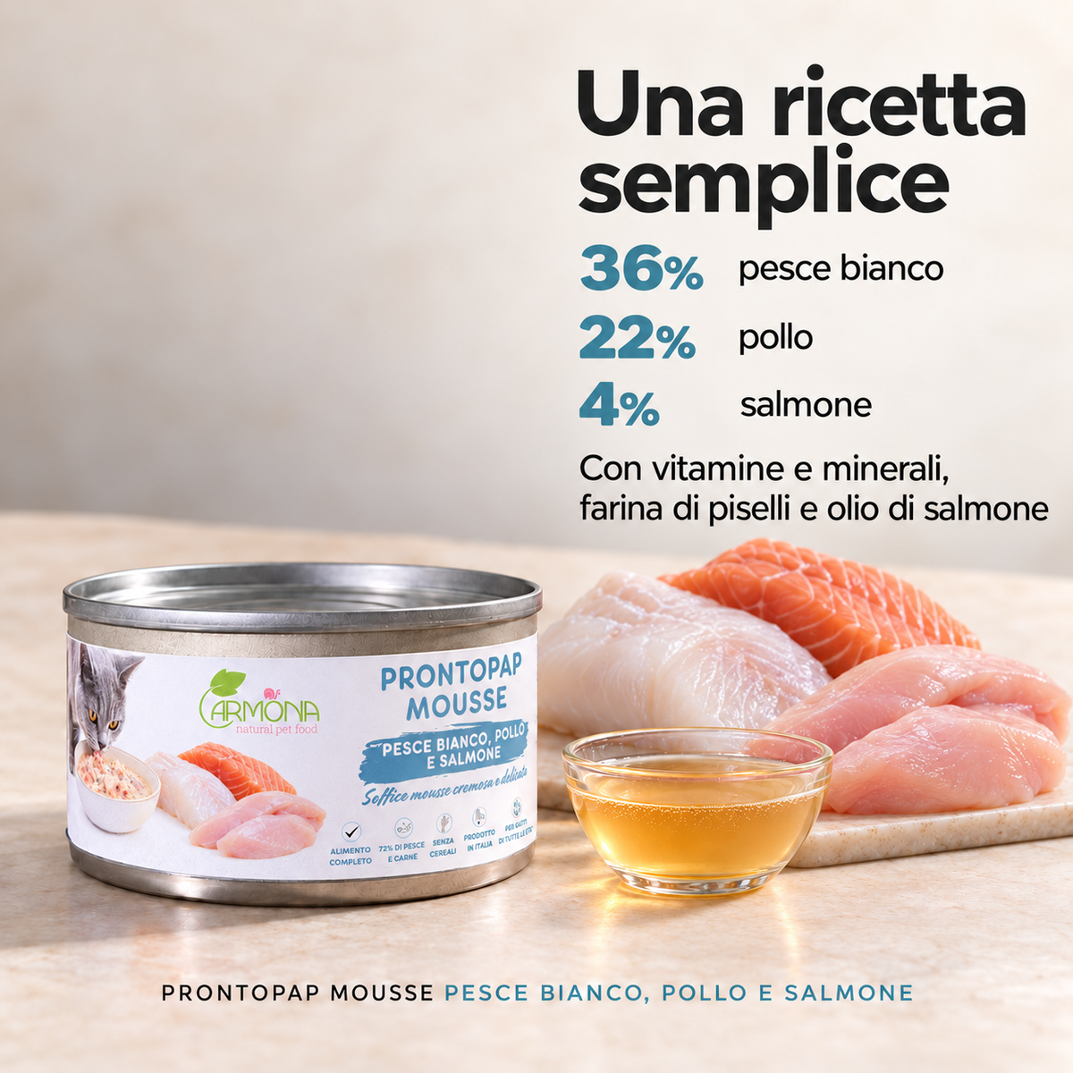 ProntoPap - Mousse di Pesce Bianco, Pollo e Salmone 85 g