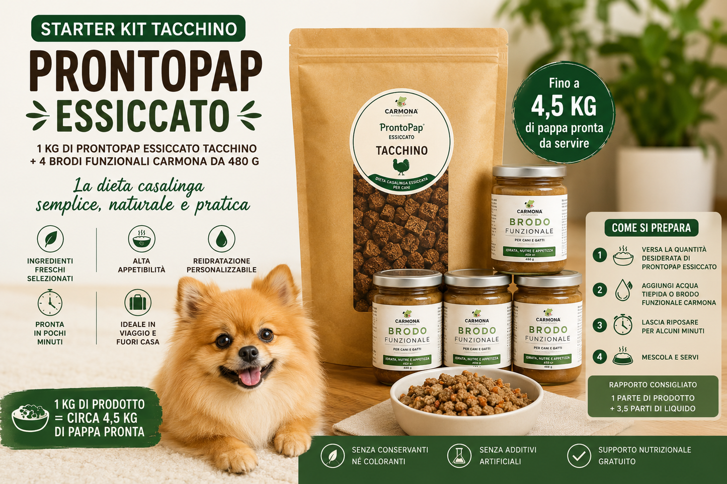 STARTER KIT TACCHINO - 1 Kg PRONTOPAP ESSICCATO + 4 BRODO FUNZIONALE DA 480 g
