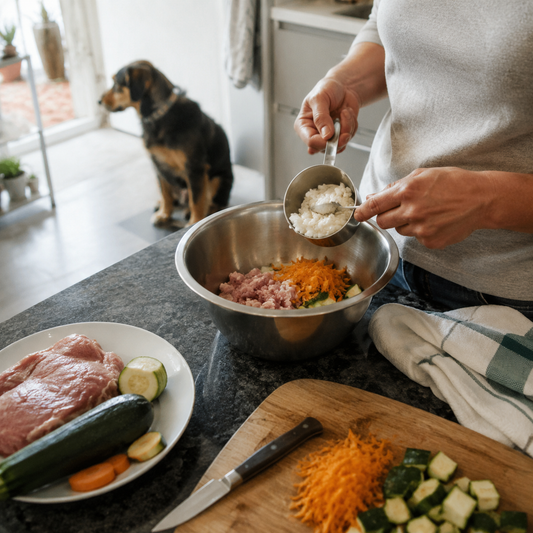 Preparazione di dieta casalinga o BARF personalizzata per cane