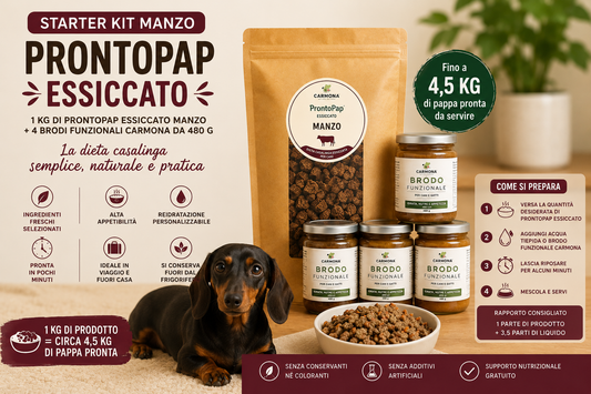 STARTER KIT MANZO - 1 Kg PRONTOPAP ESSICCATO + 4 BRODO FUNZIONALE DA 480 g