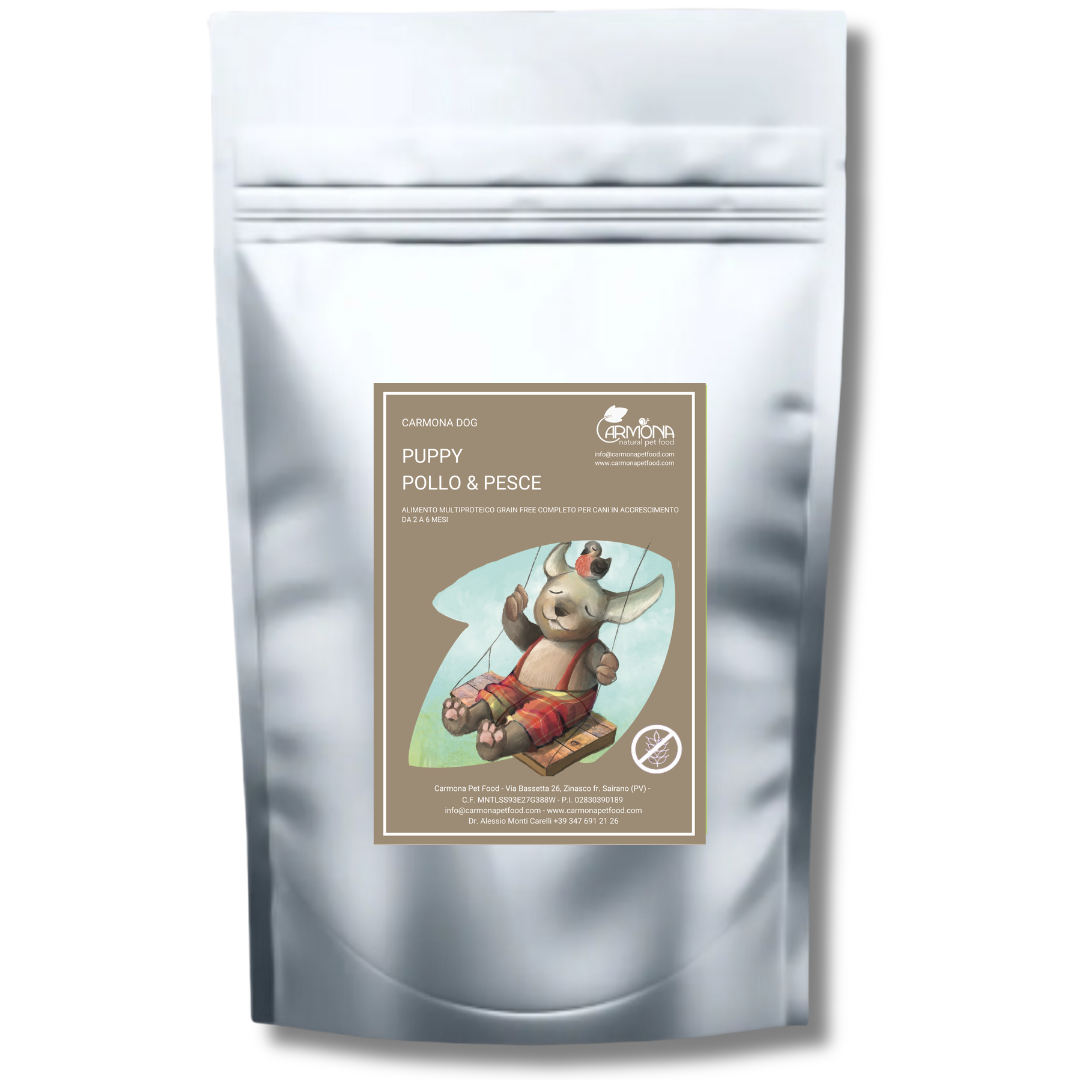 PUPPY 2 - 6 MESI - Multiproteina senza cereali con Pesce, Pollo, Alghe Marine, Melograno, Ananas