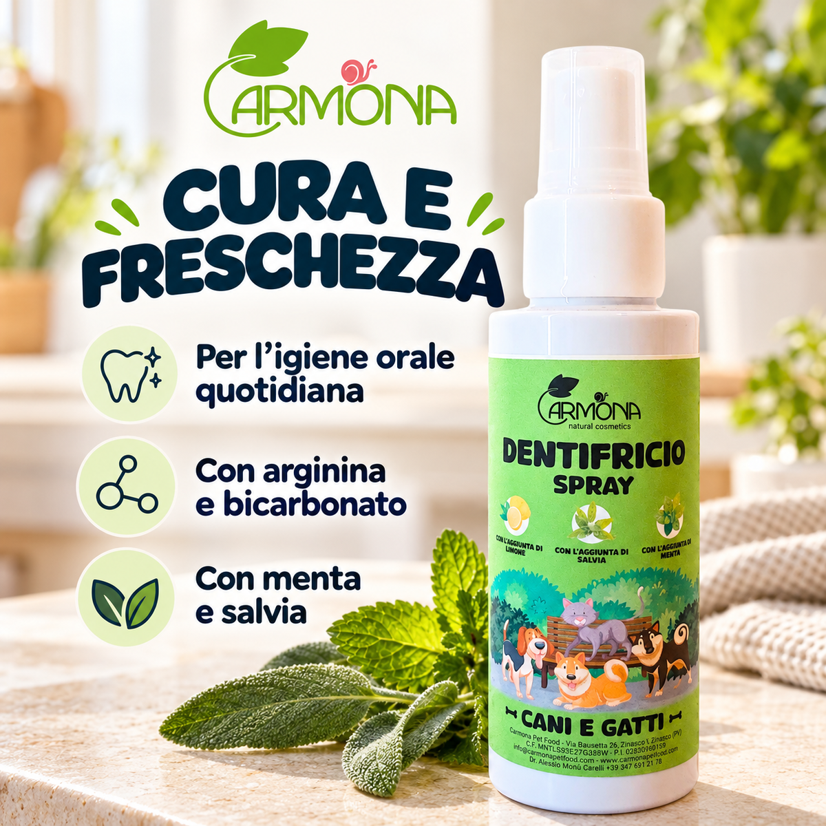 Carmona DENTIFRICIO SPRAY SENZA SPAZZOLAMENTO - 100 ml — benefici e ingredienti