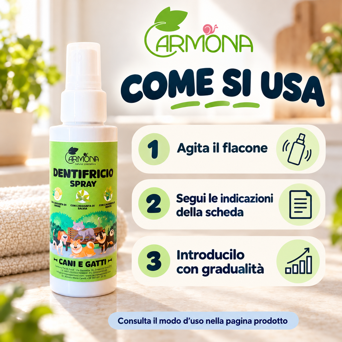 Carmona DENTIFRICIO SPRAY SENZA SPAZZOLAMENTO - 100 ml — modo d’uso