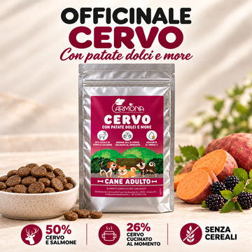 Crocchette Officinale al cervo con patate dolci e more per cani