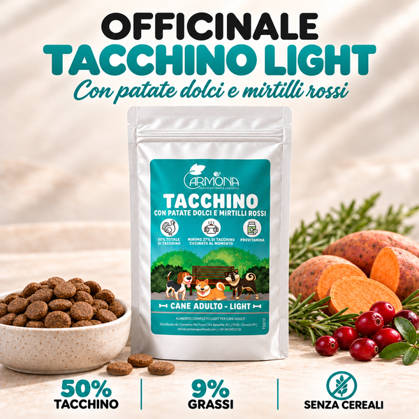Crocchette Officinale al tacchino light con patate dolci e mirtilli rossi per cani