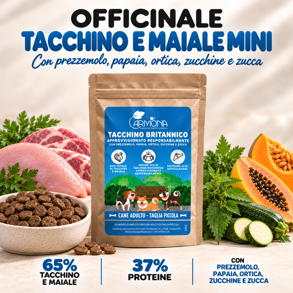 Crocchette Officinale al tacchino e maiale - cani di taglia piccola/mini - 2 kg