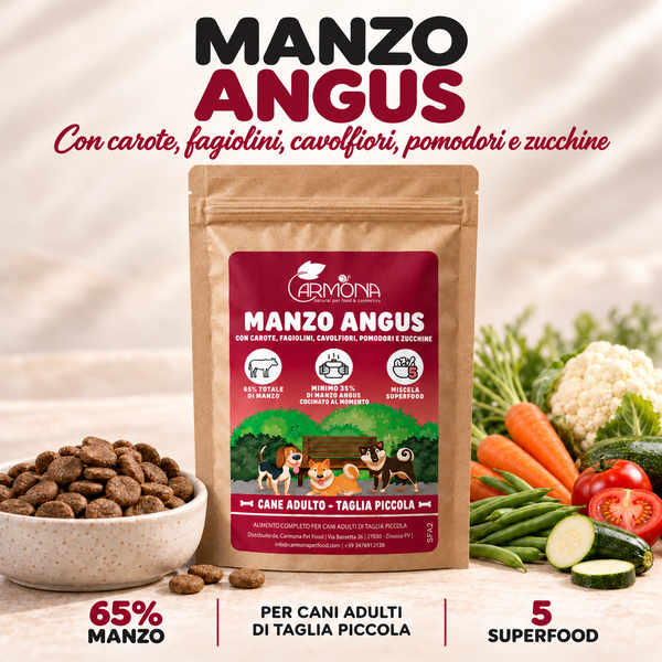 Crocchette Manzo Angus per cani mini e piccoli - 2 kg