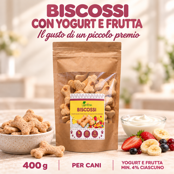 Biscossi con yogurt e frutta - 400 g
