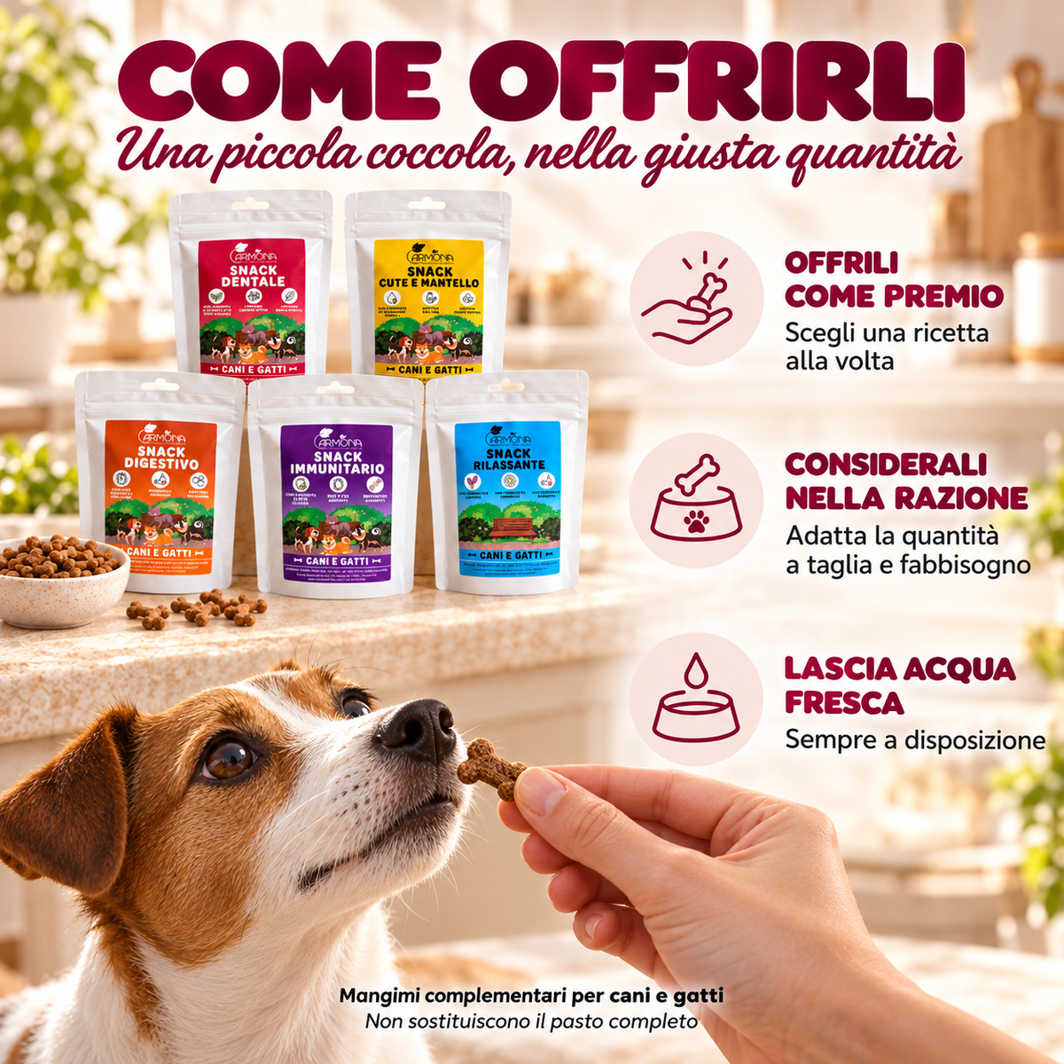 Box degustazione snack funzionali Carmona 5 × 70 g — modo-uso