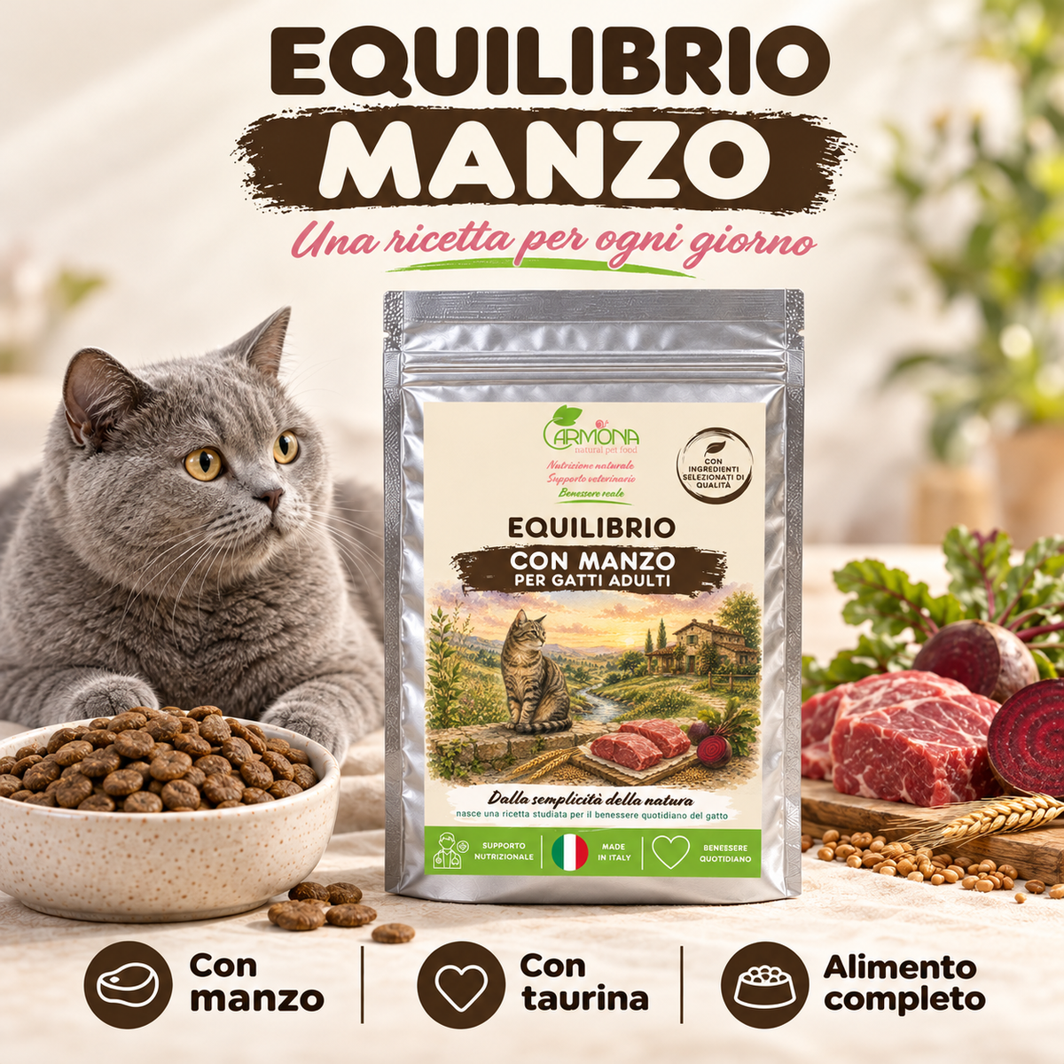 Equilibrio Manzo gatto - Ricetta
