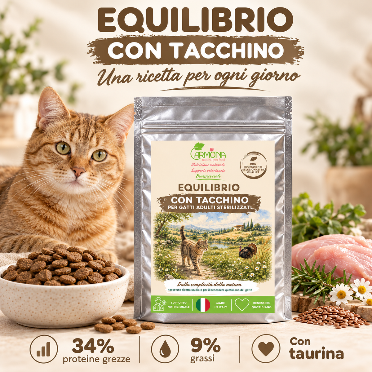 Equilibrio Tacchino gatto sterilizzato - Ricetta