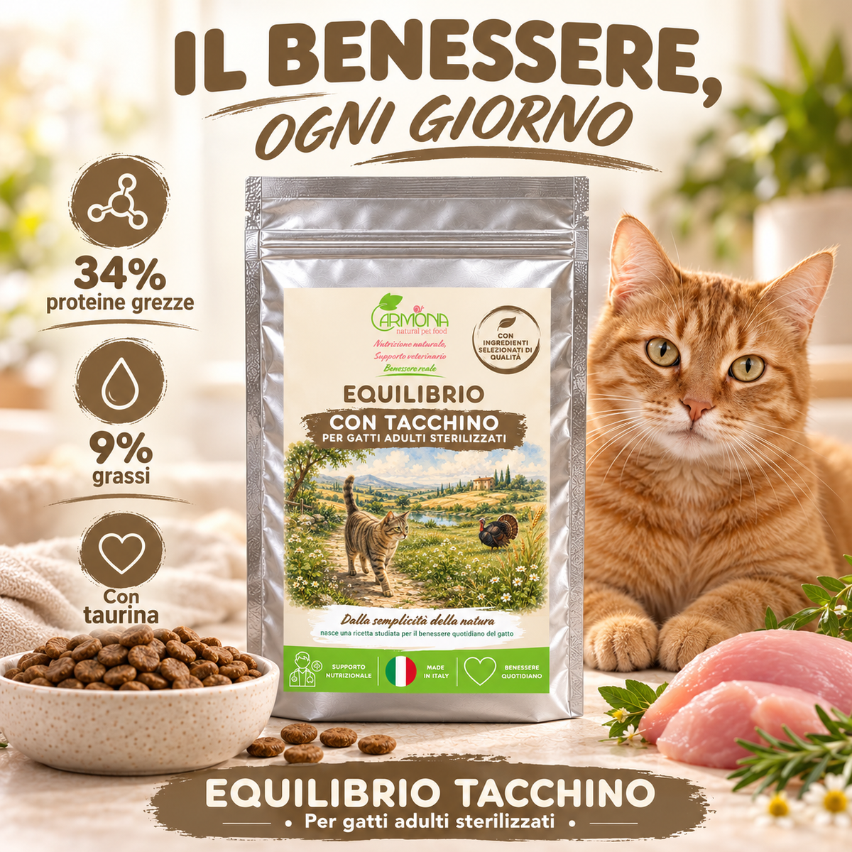 Equilibrio Tacchino gatto sterilizzato - Benefici