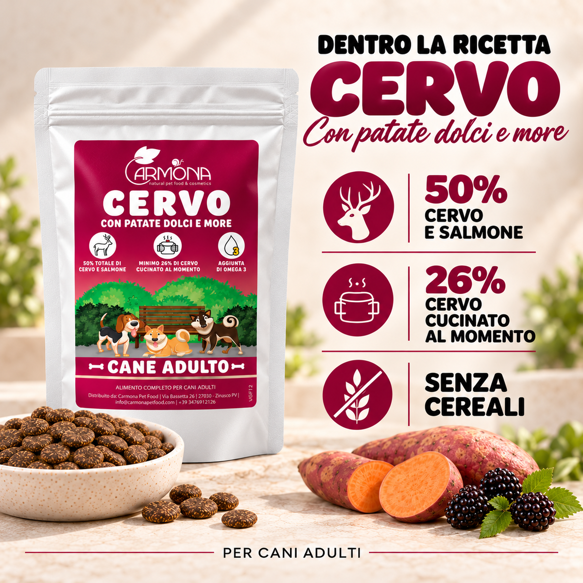 GRAIN FREE – CERVO CON PATATE DOLCI E MORE – ricetta
