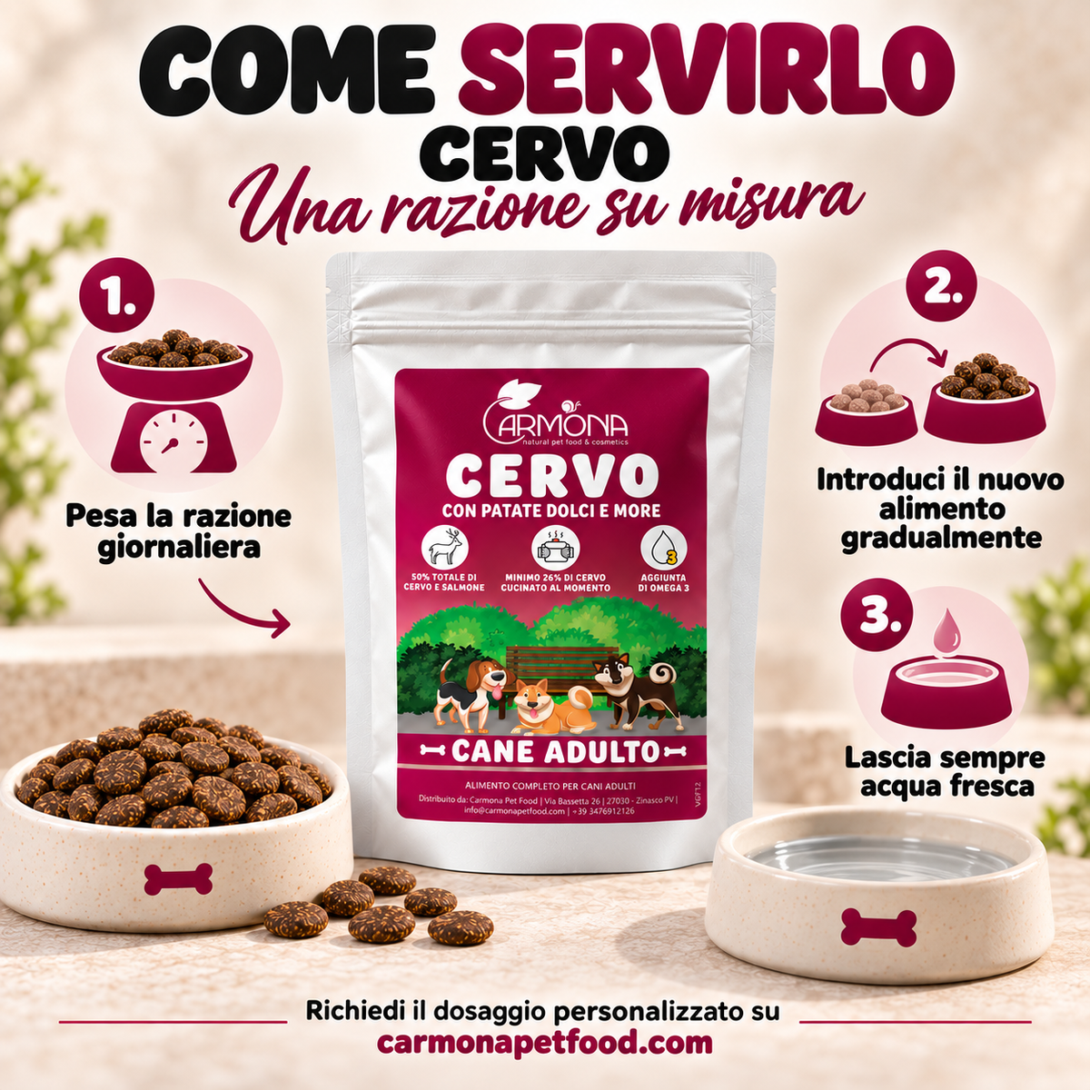 GRAIN FREE – CERVO CON PATATE DOLCI E MORE – modo d’uso