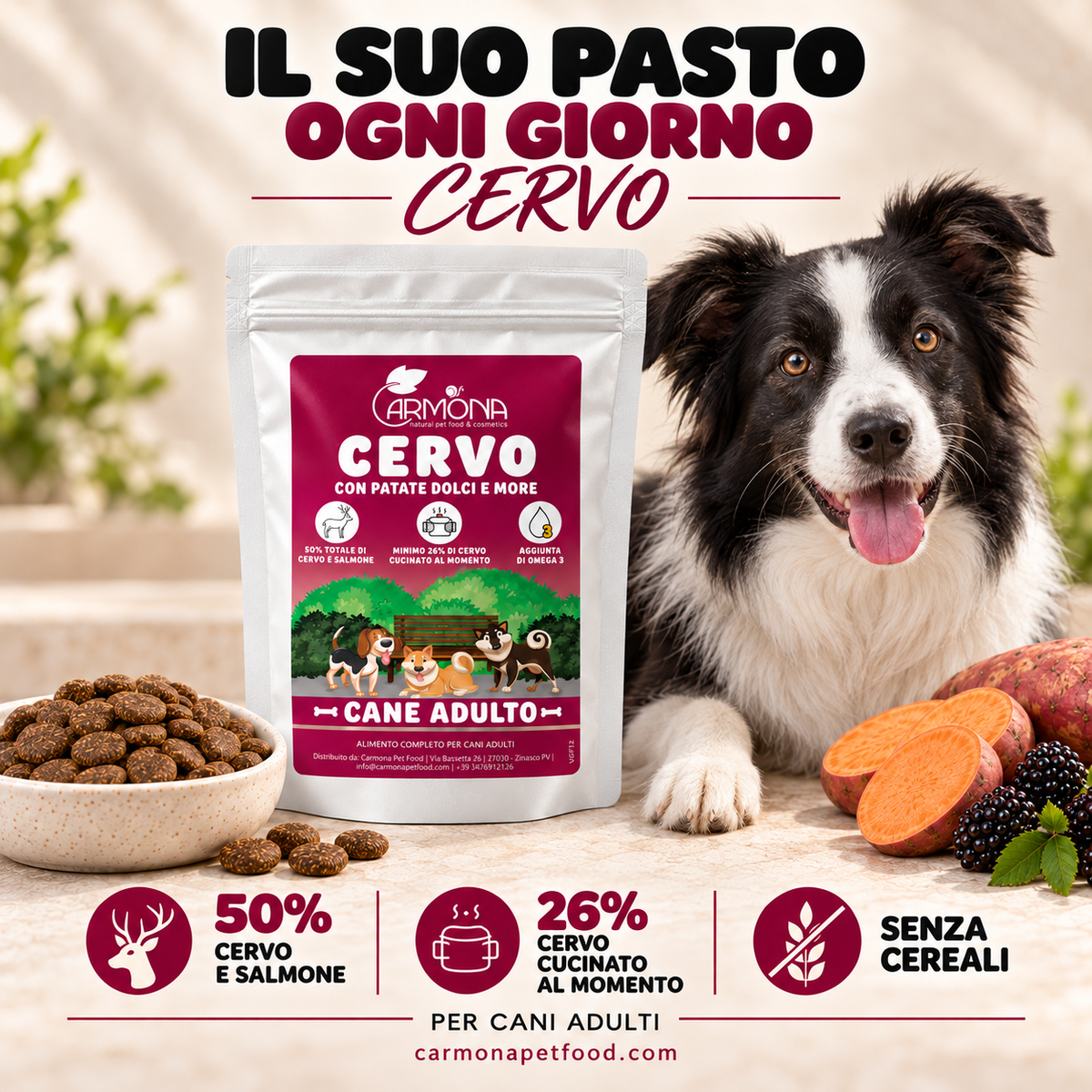 GRAIN FREE – CERVO CON PATATE DOLCI E MORE – chiusura