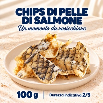 Chips di pelle di salmone per cani e gatti - 100 g