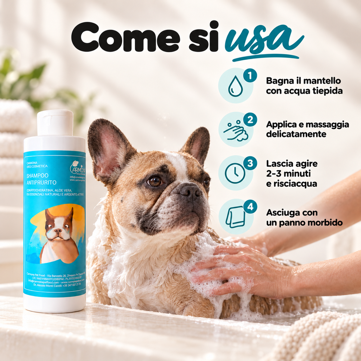 Carmona shampoo antiprurito – modo d’uso
