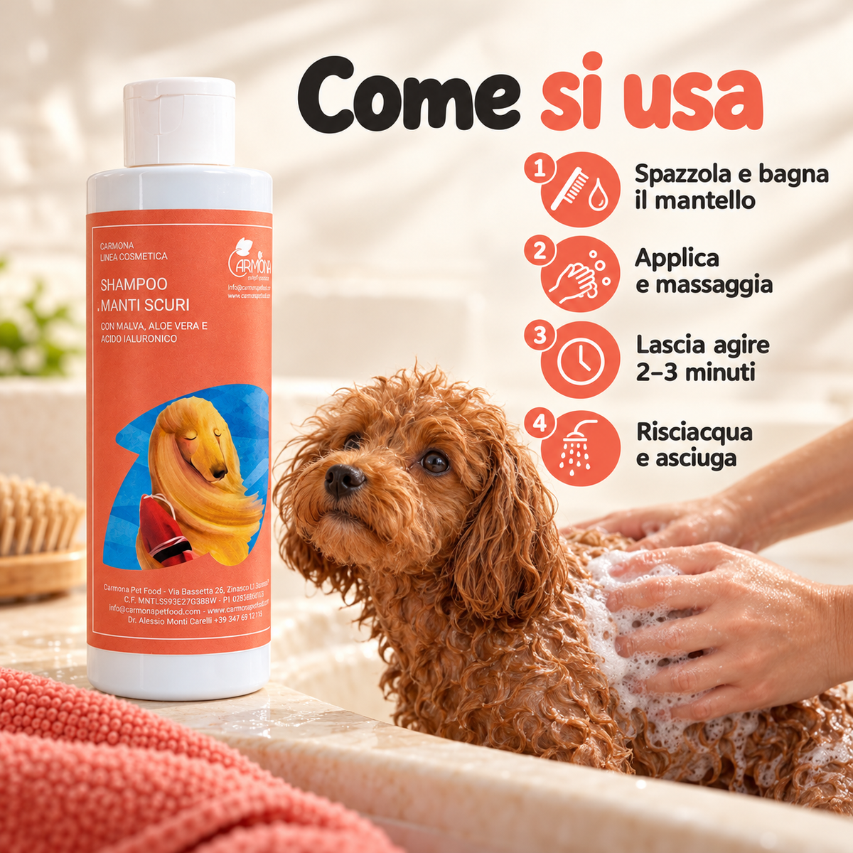 Carmona shampoo manti rossi e scuri – modo d’uso