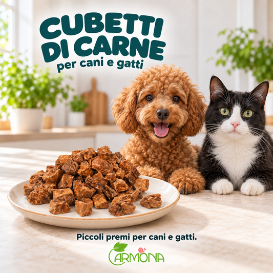 CUBETTI DI CARNE per cani e gatti — Carmona, masticativo naturale