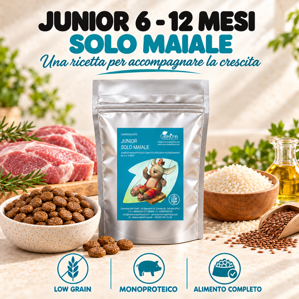 JUNIOR 6 - 12 MESI - Monoproteina Low Grain Maiale