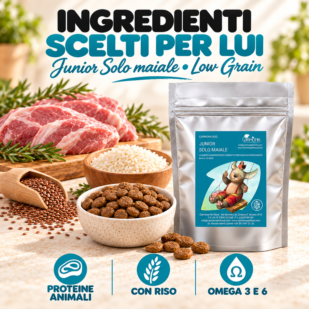 JUNIOR 6 - 12 MESI - Monoproteina Low Grain Maiale - immagine 3