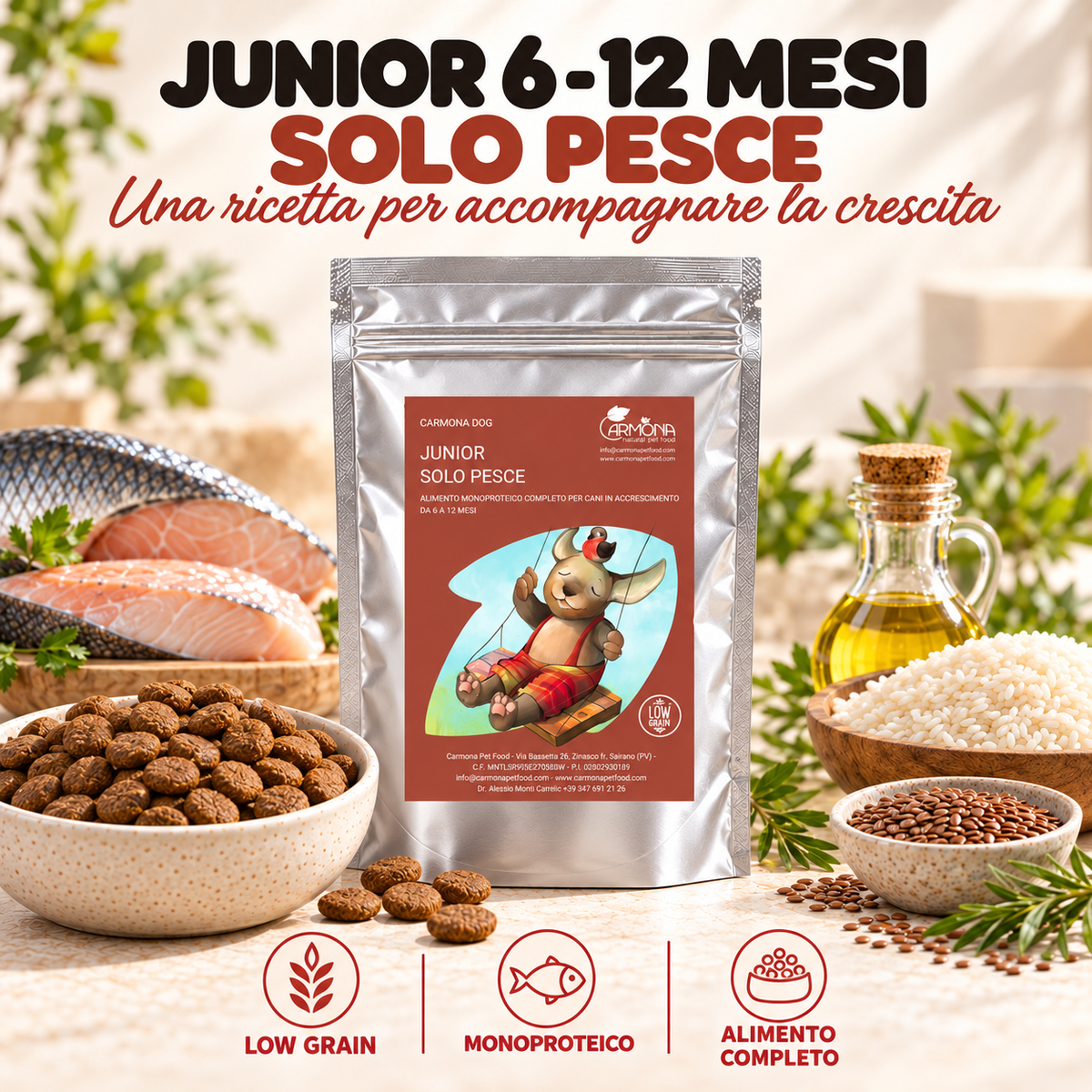 JUNIOR 6 - 12 MESI - Monoproteina Low Grain Pesce 1