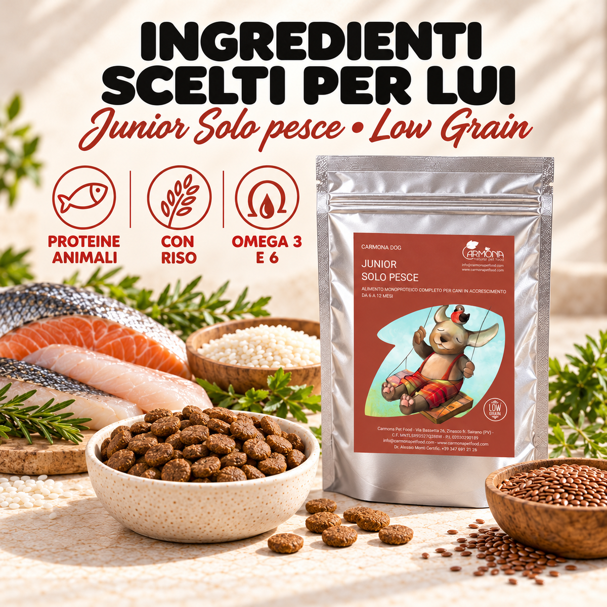 JUNIOR 6 - 12 MESI - Monoproteina Low Grain Pesce 3