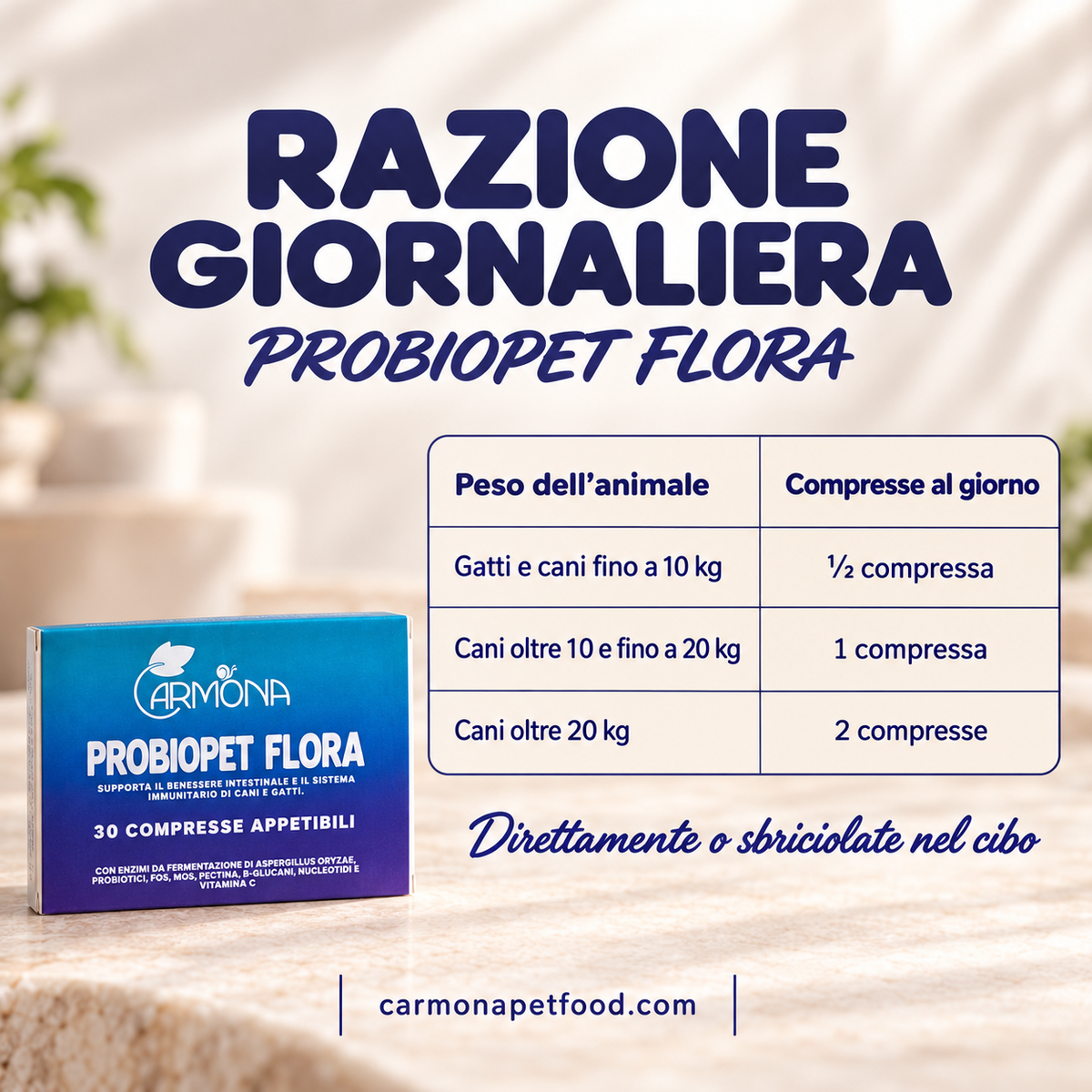 Probiopet Flora Carmona — dosaggio