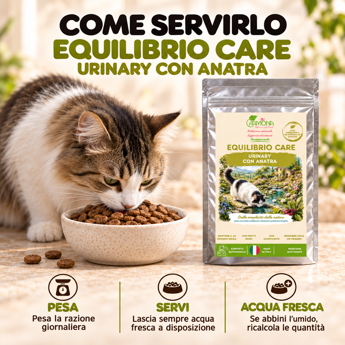 EQUILIBRIO CARE urinary con Anatra – Modo d’uso