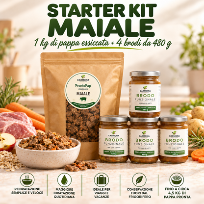 STARTER KIT MAIALE - 1 Kg PRONTOPAP ESSICCATO + 4 BRODO FUNZIONALE DA 480 g - copertina