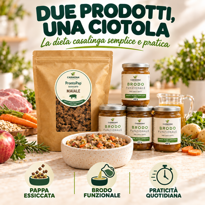 STARTER KIT MAIALE - 1 Kg PRONTOPAP ESSICCATO + 4 BRODO FUNZIONALE DA 480 g - benefici