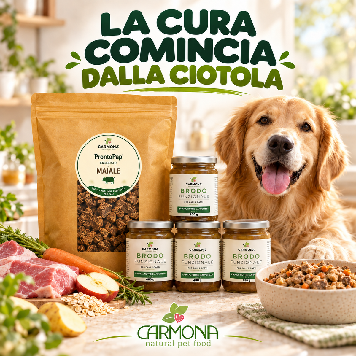 STARTER KIT MAIALE - 1 Kg PRONTOPAP ESSICCATO + 4 BRODO FUNZIONALE DA 480 g - chiusura