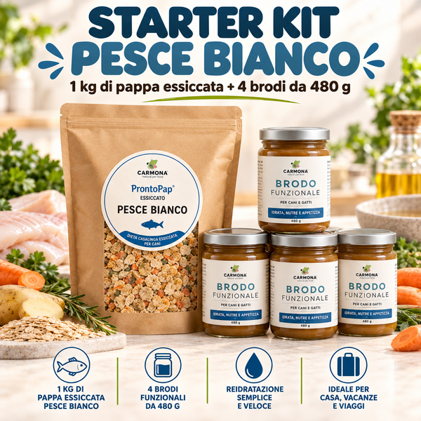 Starter kit pesce bianco - 1 kg ProntoPap essiccato + 4 brodo funzionale da 480 g