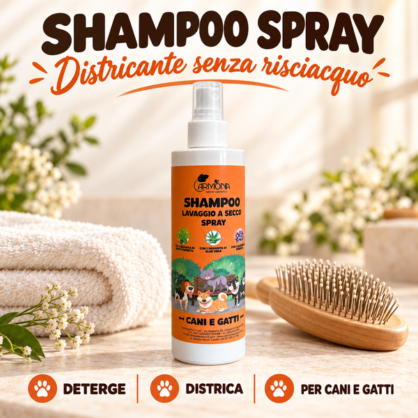 Shampoo Spray Districante Senza Risciacquo per Cani e Gatti