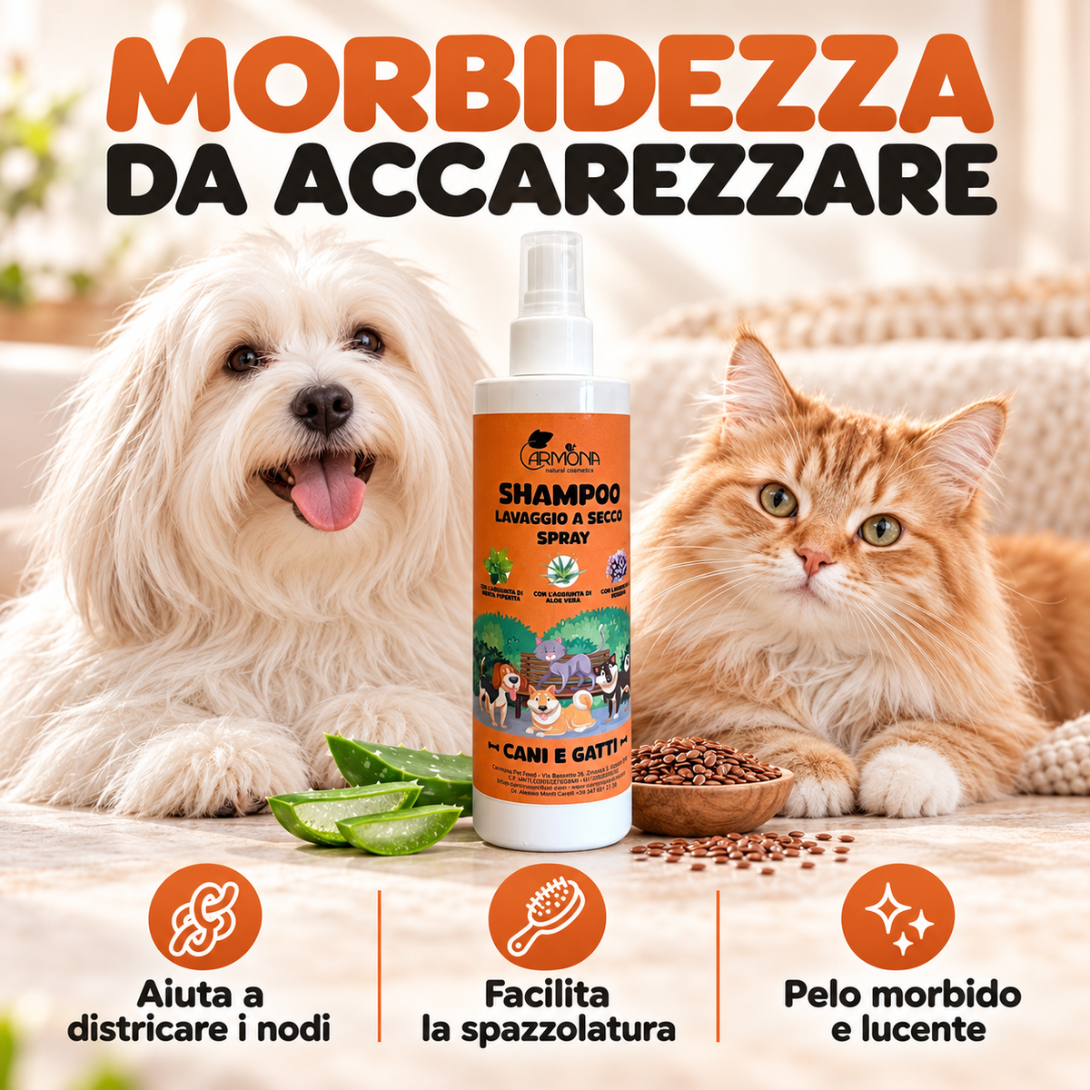 Shampoo districante Carmona: aiuta a sciogliere nodi e mantenere il pelo morbido