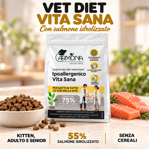 VET DIET – Ipoallergenico Salmone Idrolizzato Grain Free | Gatto Kitten, Adulto e Senior