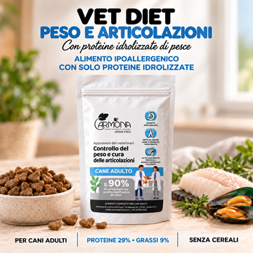 Crocchette VET DIET - ipoallergenico idrolizzato gestione del peso e supporto articolare per cani
