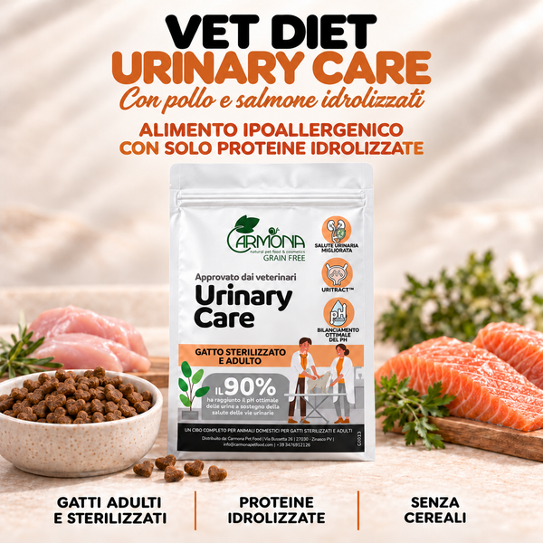 Crocchette VET DIET - ipoallergenico + urinary care 100% idrolizzato grain free pollo e salmone per gatti