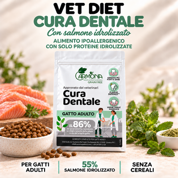 Crocchette VET DIET - igiene dentale 100% idrolizzato grain free al salmone per gatti